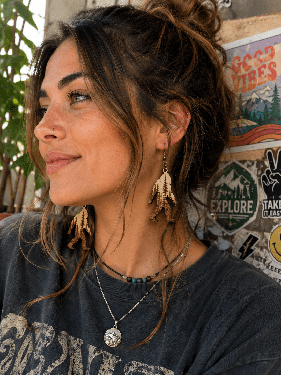 Bigfoot Wooden Dangle Earrings - BF Wear