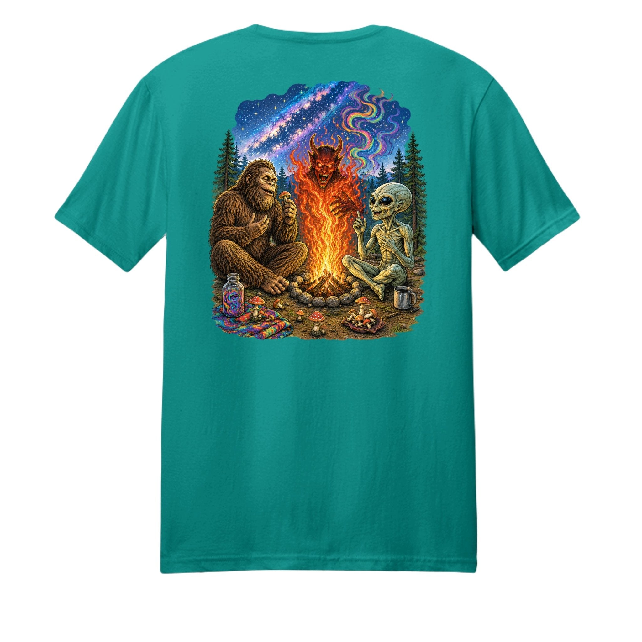 Shrooms Campfire T-Shirt – Psychedelic Devil's Fire - BF Wear