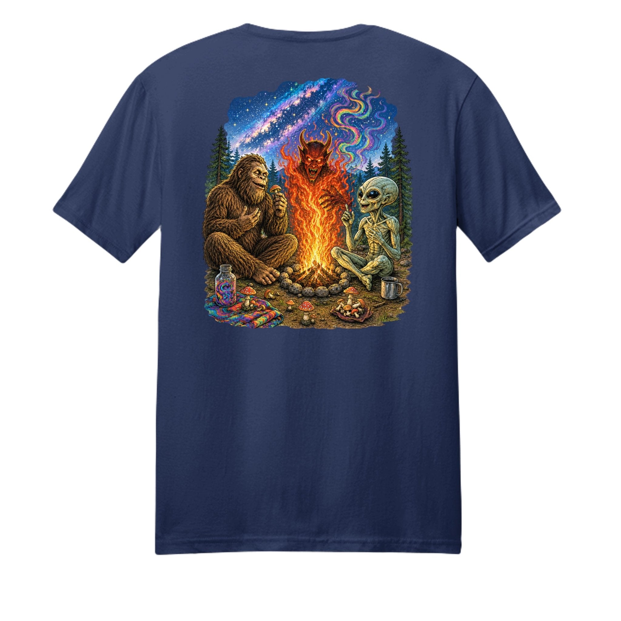 Shrooms Campfire T-Shirt – Psychedelic Devil's Fire - BF Wear