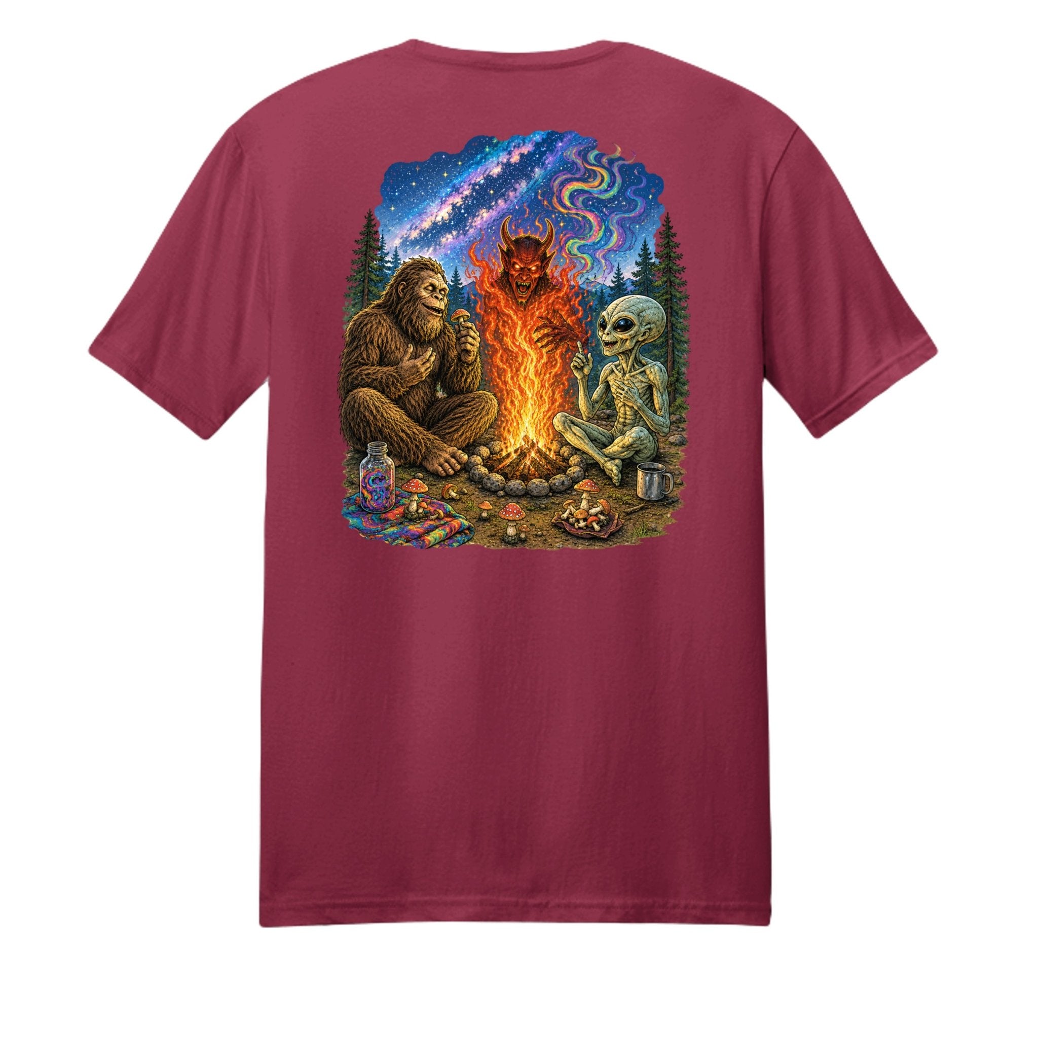 Shrooms Campfire T-Shirt – Psychedelic Devil's Fire - BF Wear