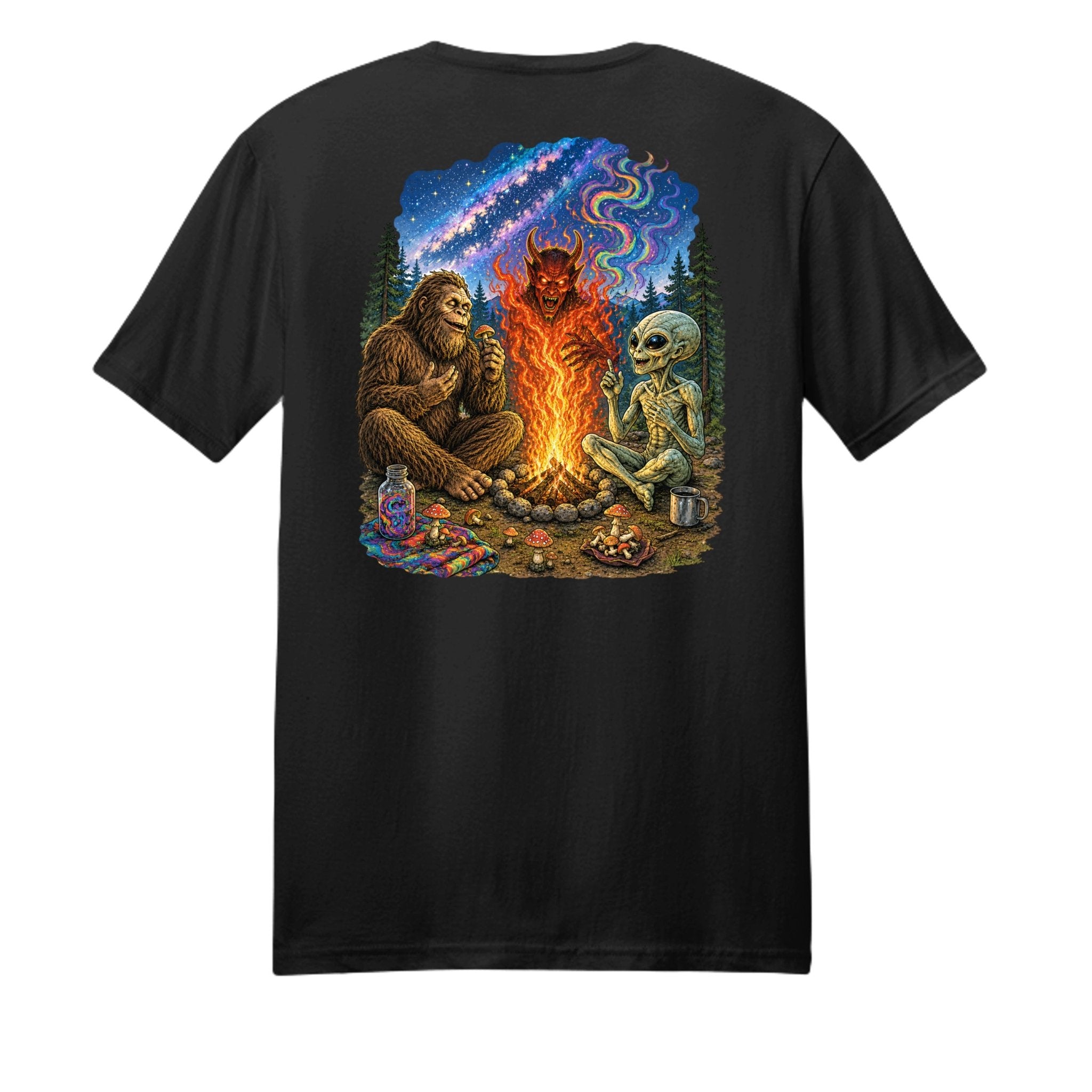 Shrooms Campfire T-Shirt – Psychedelic Devil's Fire - BF Wear