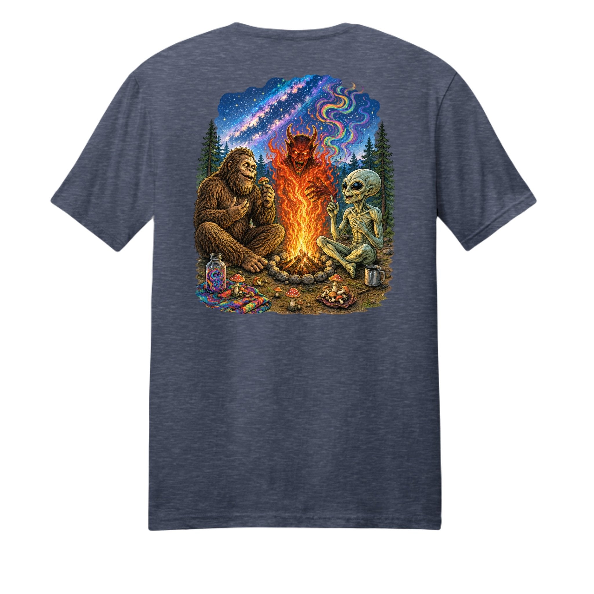 Shrooms Campfire T-Shirt – Psychedelic Devil's Fire - BF Wear